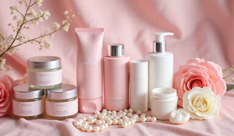 Women's Beauty products with floral and soft elements