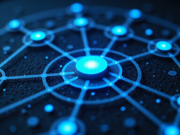 Abstract network of interconnected nodes symbolizing data sharing and secure transmission